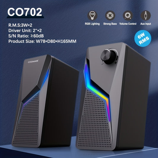 RGB Desktop Speakers, 2.0CH Stereo PC Computer Gaming Speakers