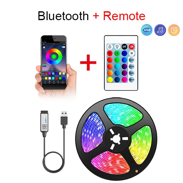 Bluetooth USB LED Strip Light 5050 SMD 5V USB RGB Lights Flexible LED Lamp RGB  TV Desktop