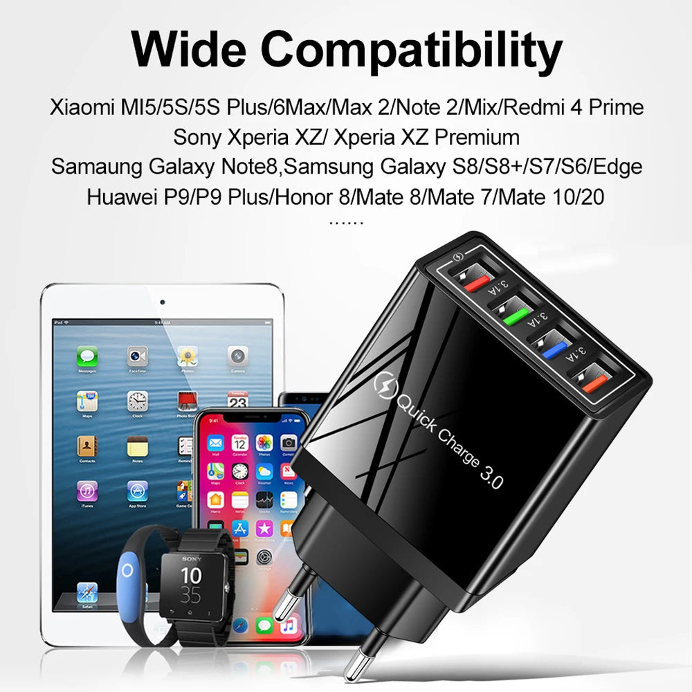4-port USB Charger Fast Charger Power Adapter