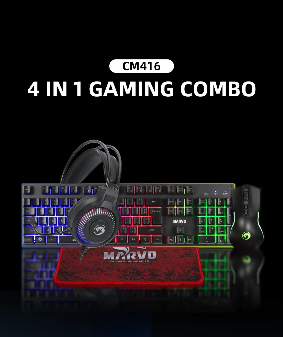 4 in 1  Gaming Keyboard, Mouse, Mouse Pad and Headphones
